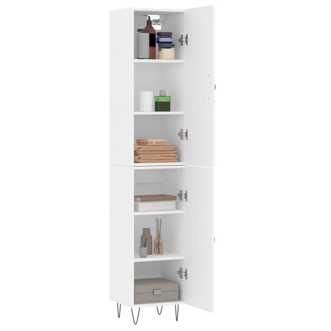 vidaXL - Hoge - kast - 34,5x34x180 - cm - bewerkt - hout - wit