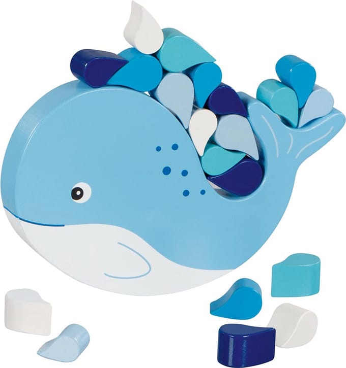 Evenwichtsspel: BALANCERENDE WALVIS 16x15x2,5cm, 21-delig, hout, 4+