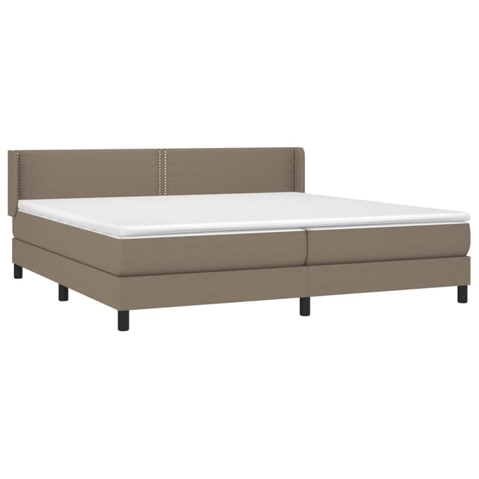 vidaXL - Boxspring - met - matras - stof - taupe - 200x200 - cm