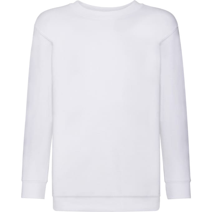 Fruit of the Loom - Kinder Classic Set-In Sweater - Wit - 122-128