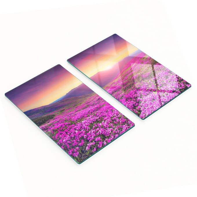 Glazen snijplanken met roze heuvelmotief, 2x30x52 cm