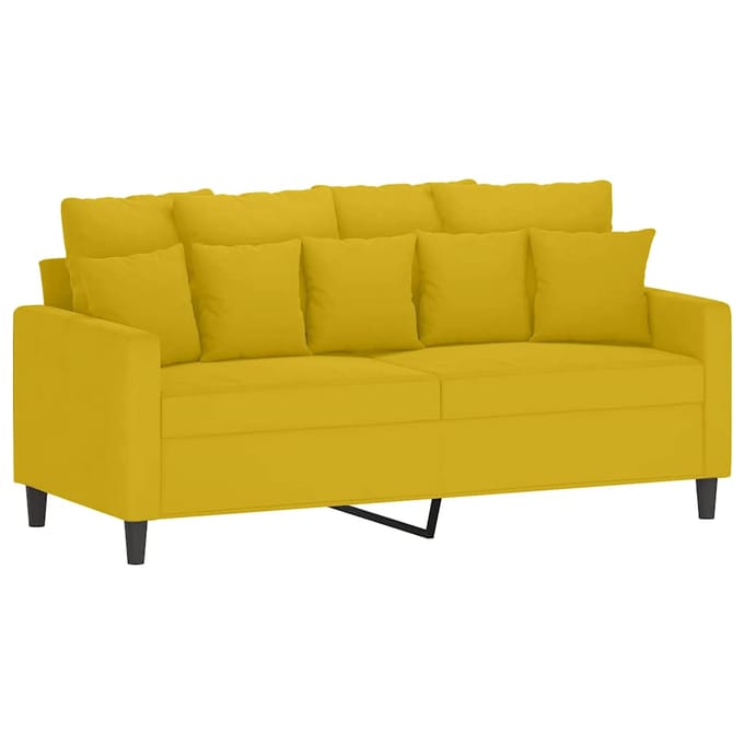 vidaXL - 3-delige - Loungeset - met - kussens - fluweel - geel