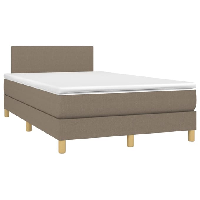 vidaXL - Boxspring - met - matras - en - LED - stof - taupe - 120x200 - cm