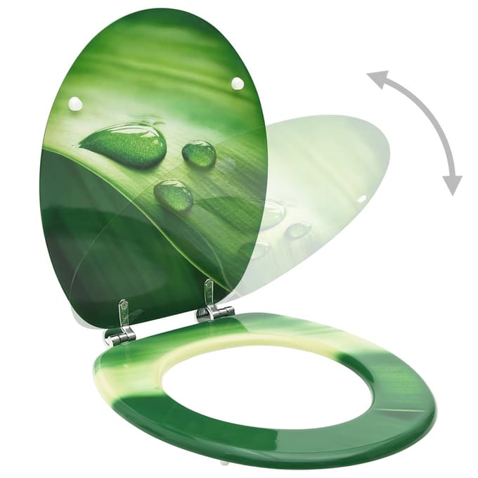 vidaXL - Toiletbrillen - met - deksel - 2 - st - waterdruppel - MDF - groen