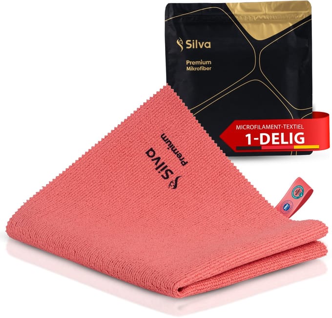 Silva Microvezeldoekjes - Schoonmaakdoekjes 38x35 - Vaatdoek - Rood