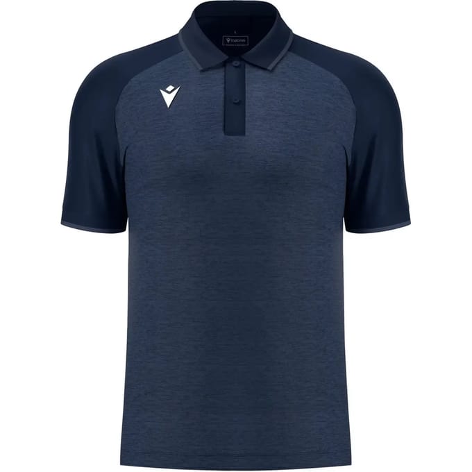 Macron Glory Aulos Polo Kinderen - Marine / Marine Gemeleerd | Maat: 7-8 Y