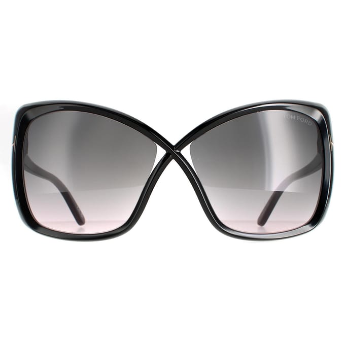 Tom Ford vlinder dames glanzende zwarte rookgradiënt ft0943 jasmin zonnebril