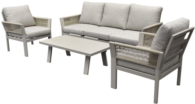 Saigon stoel bank loungeset 4 delig latte zand aluminium