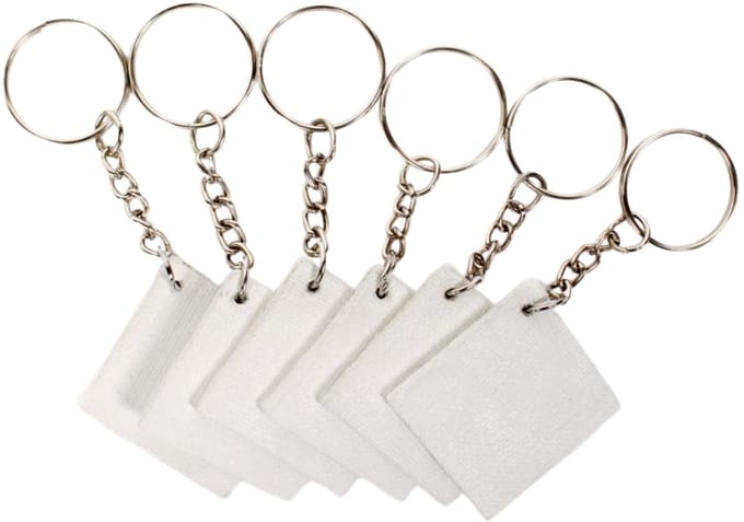Little Birdie Crafts sleutelhanger canvas knutselset 3,8 cm 6 stuks.