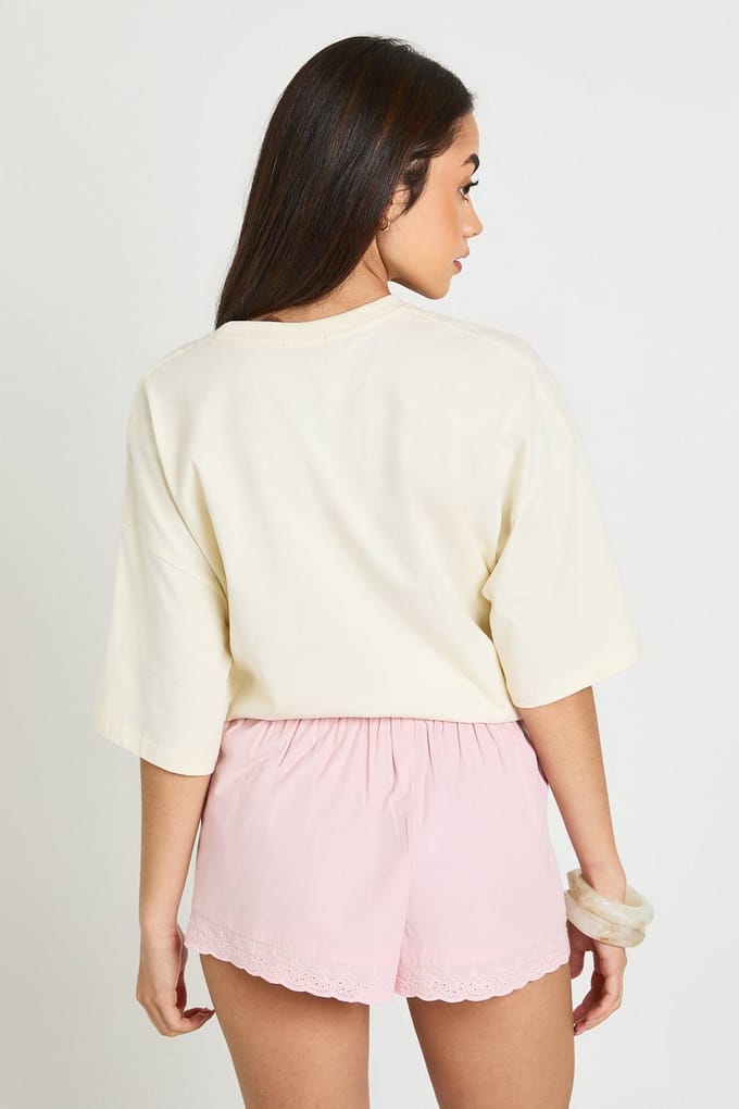 boohoo Dames Poplin Short Met Broderie Afwerking | Roze | Maat: 36