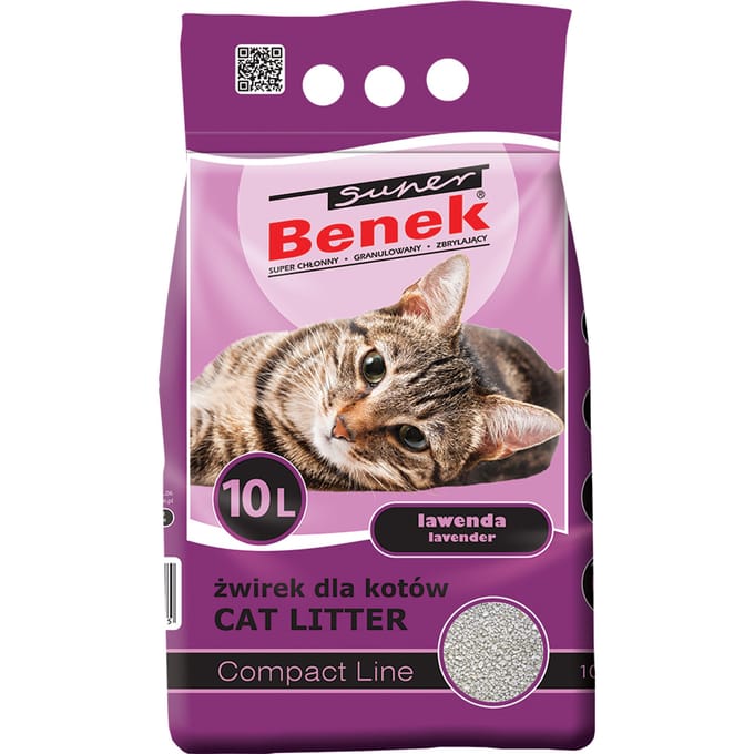 Certech Super Benek Compact Lavendel - klonterende kattenbakvulling 10l