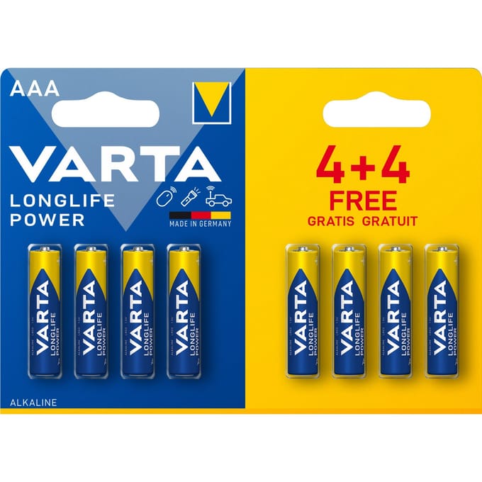 Batterij Varta AAA 4+4 Alkaline Longlife Power