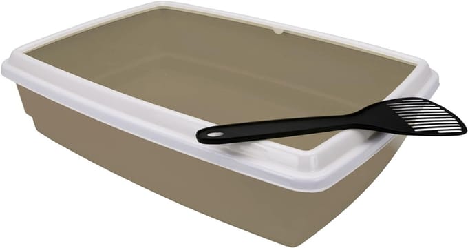 Core® Open Kattenbak - Kattenbak met Rand - Kattentoilet Met Schepje - Bruin - 44cm x 34cm x 11cm