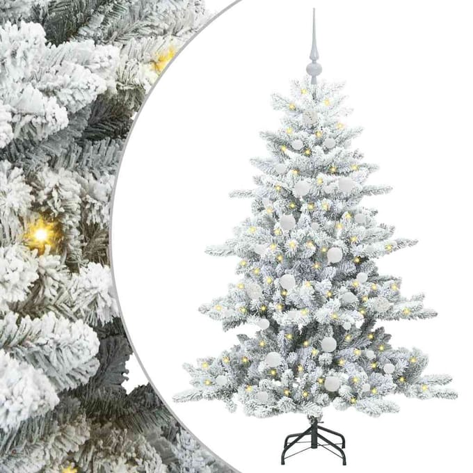 vidaXL - Kunstmatige - Hinged - Kerstboom - Wit - 150 - cm - PVC - en - Staal