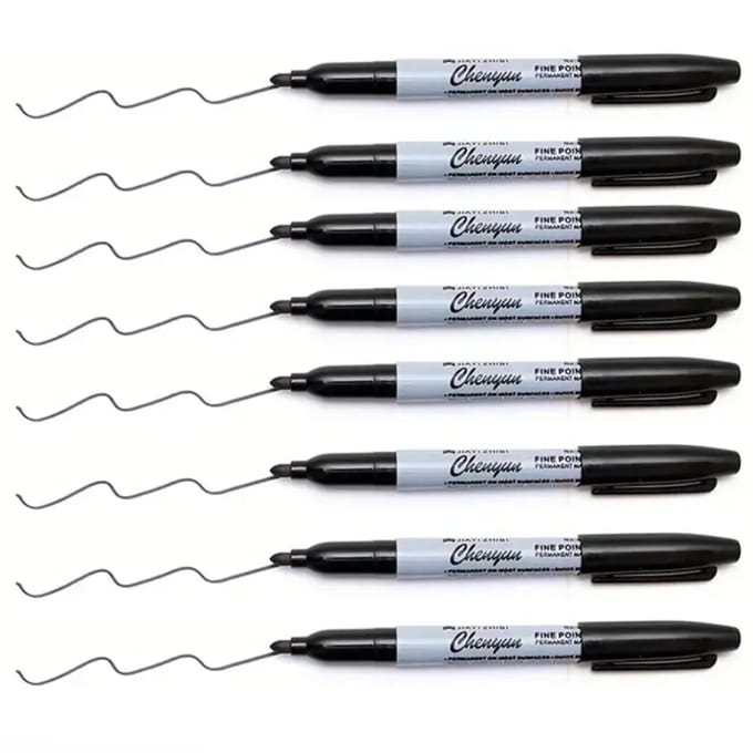 12 stuks Zwarte Permanente Markerpennen, Fijne Punt, Waterdicht, Sneldrogend gray