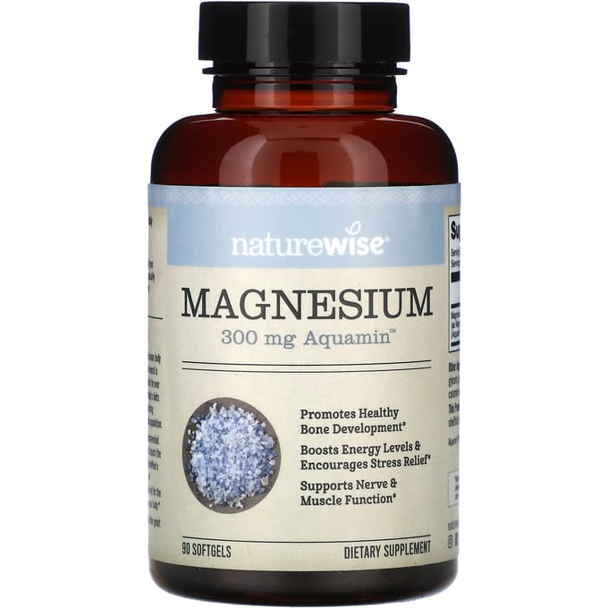 NatureWise, Magnésium, 300 mg, 90 gélules (100 mg par gélule)