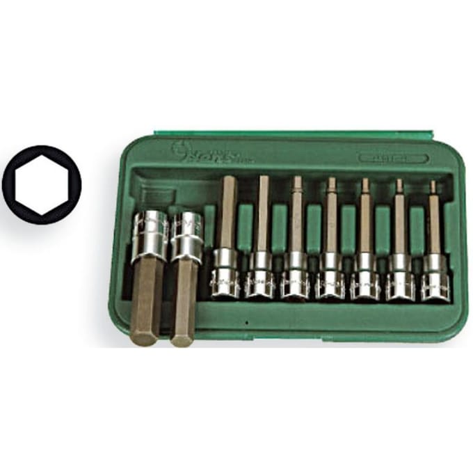 Zeskantschroevendraaierbit doppenset HANS 1/2 inch 9 Stuk (M4 - M17) 100mm