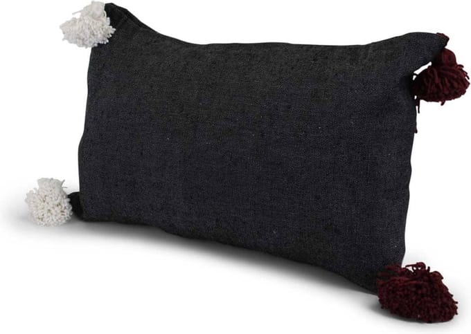 Sierkussen - Marokkaanse Pom-pom - Antraciet - 40 Cm X 60 Cm