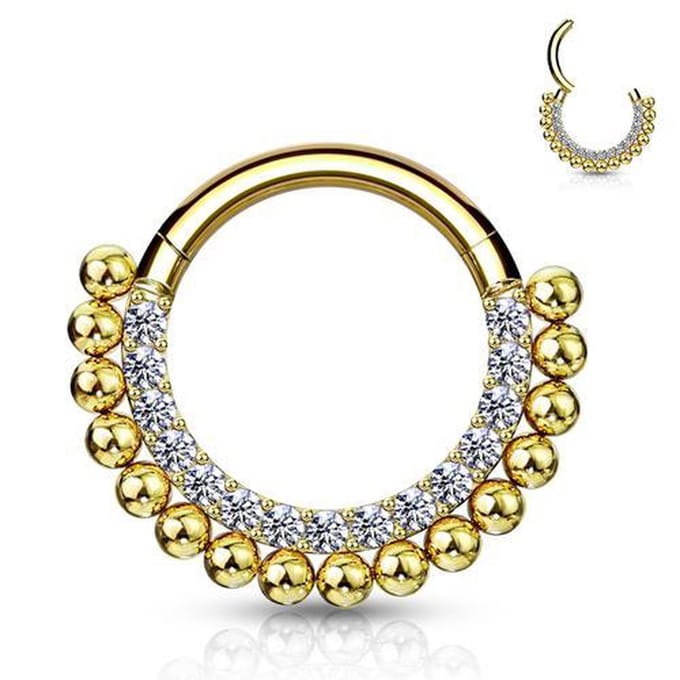 Piercing PVD Balls gemmed 1.2x8 - goud - LMPiercings