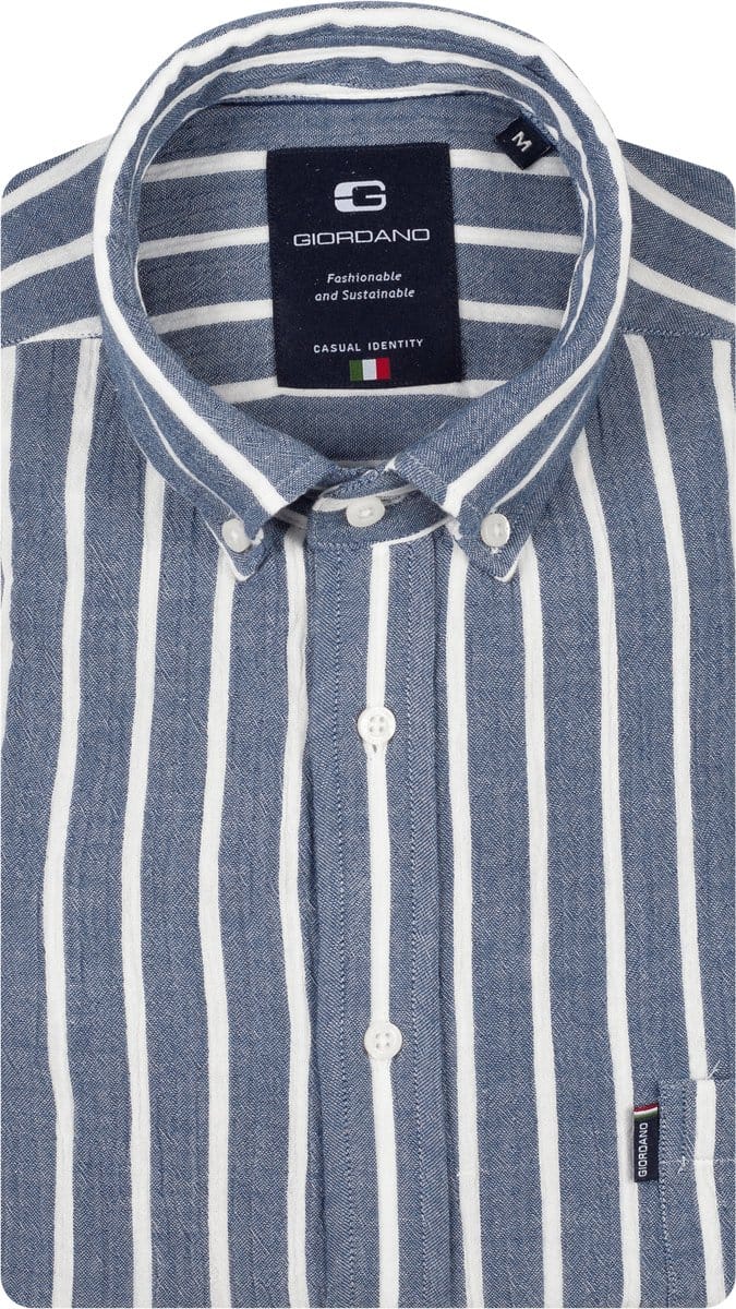 Giordano – Dino – Heren Overhemd – Button Down kraag - Gestreept Overhemd - Navy – 617124-60