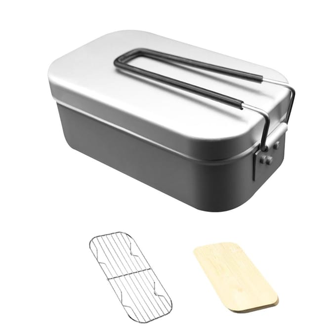 Draagbare aluminiumlegering lunchbox buiten kamperen picknick reizen voedsel opslag containers hittebestendig Set B
