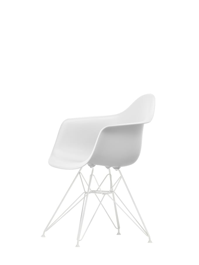 Vitra DAR Eames Plastic Armchair - katoen wit RE - verchroomd