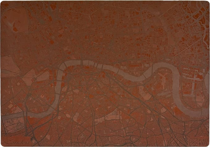 Place Maps Placemat Stadskaart Londen - Kunstleer - Kastanjebruin - 1 Stuk