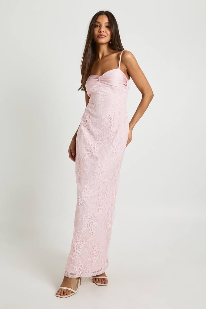 boohoo Dames Slipjurk met kantmix | Pink | Maat: 16