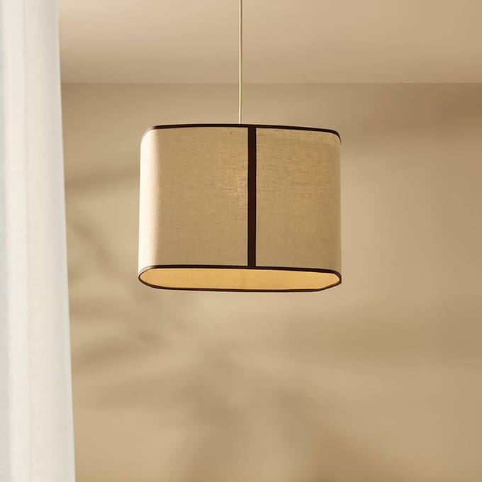 MARKET SET Hanglamp Dolce, kalksteenbeige, linnen, E27
