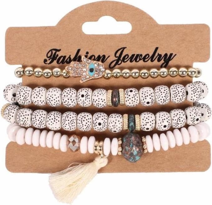 Fako Bijoux® - Armband Set - Boho - Wit