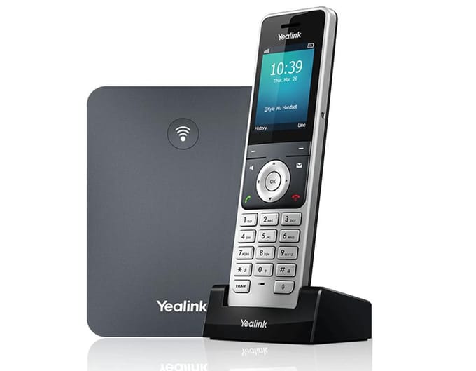 Yealink W76P DECT System (W70 Basis + W5) Draadloze VoIP-telefoon Handsfree, Compatibel voor hoorapparatuur Kleurendisplay Grijs