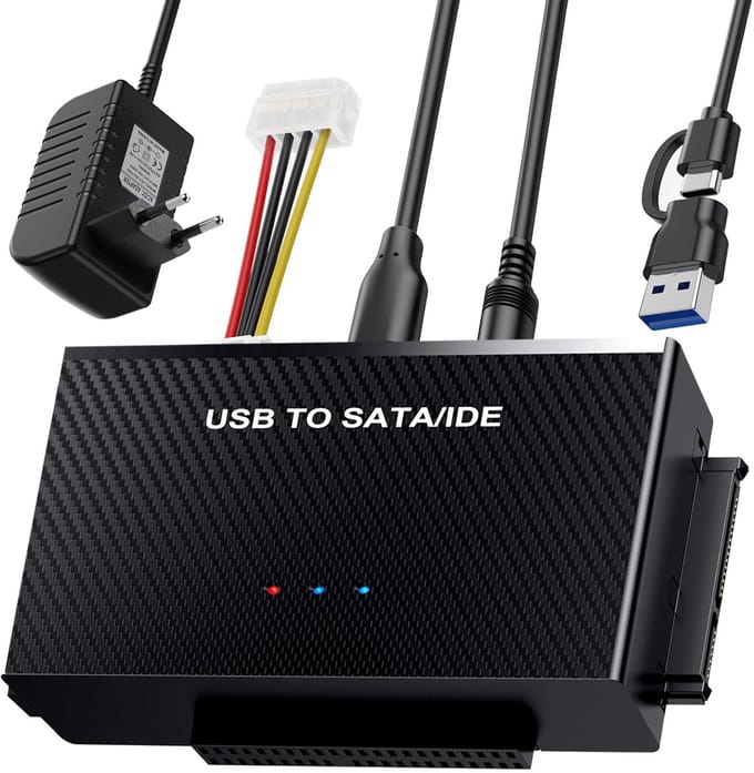 Ynkkvre - USB 3.0 naar SATA/IDE 2,5/3,5 inch harde schijfadapter - 6Gbps Snelheid - Universele Compatibiliteit - USB-A & USB-C - Plug & Play