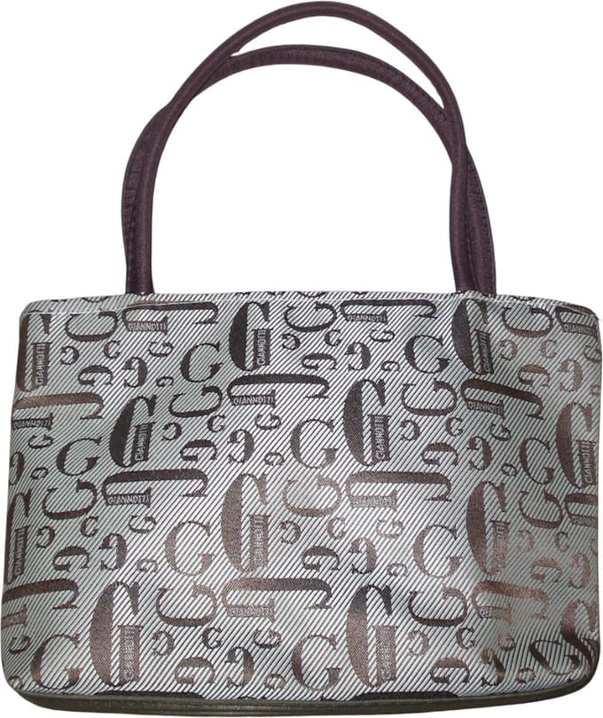 Handtas met letter-patroon beige-bruin