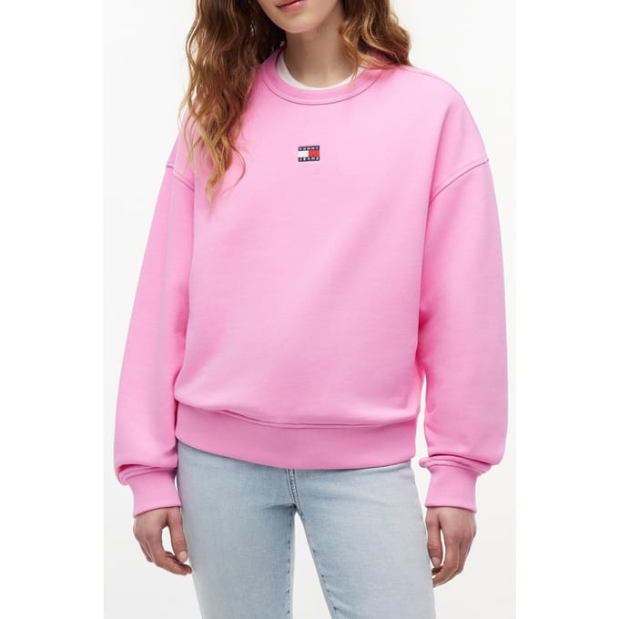 Tommy Hilfiger Boxy Badge Crew Pink Daisy Größe: S | Pullover Outlet | Damen | Rosa