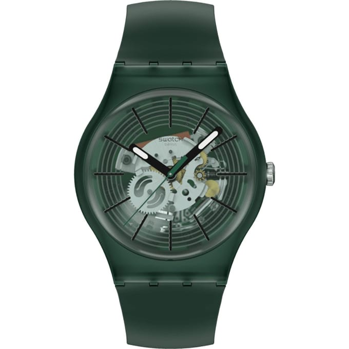 Swatch NEW GENT BIOSOURCED REVEALED IN THE FOREST Groen Horloge, SO29G111, Unisex, groen