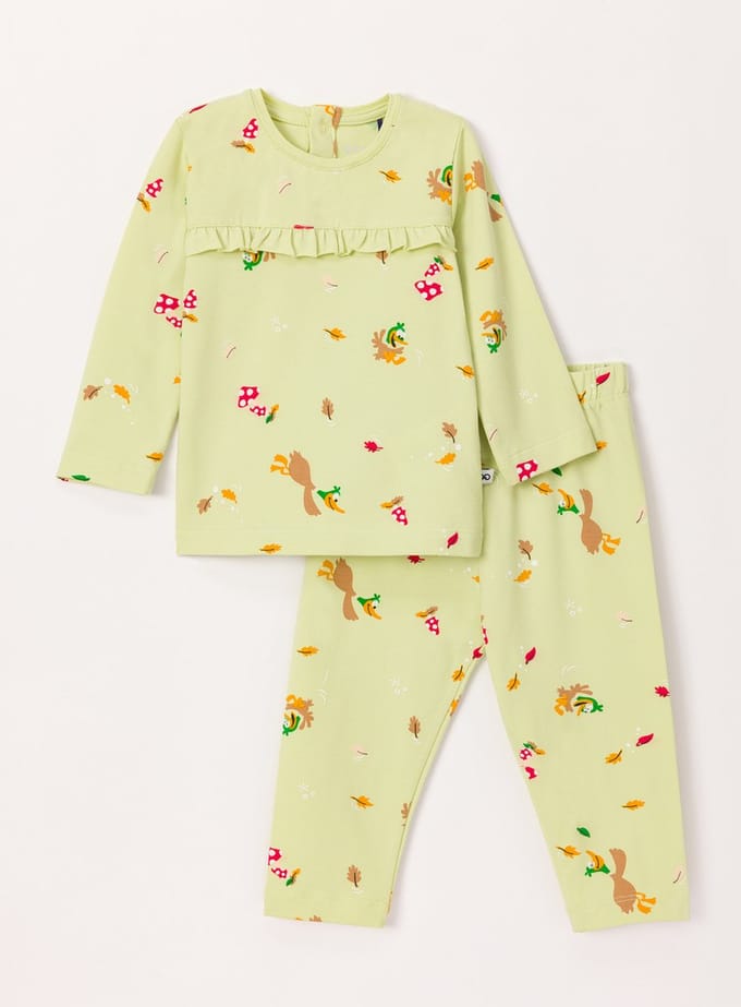 Woody pyjama meisjes - eend - print - 242-10-PZG-Z/920 - maat 98