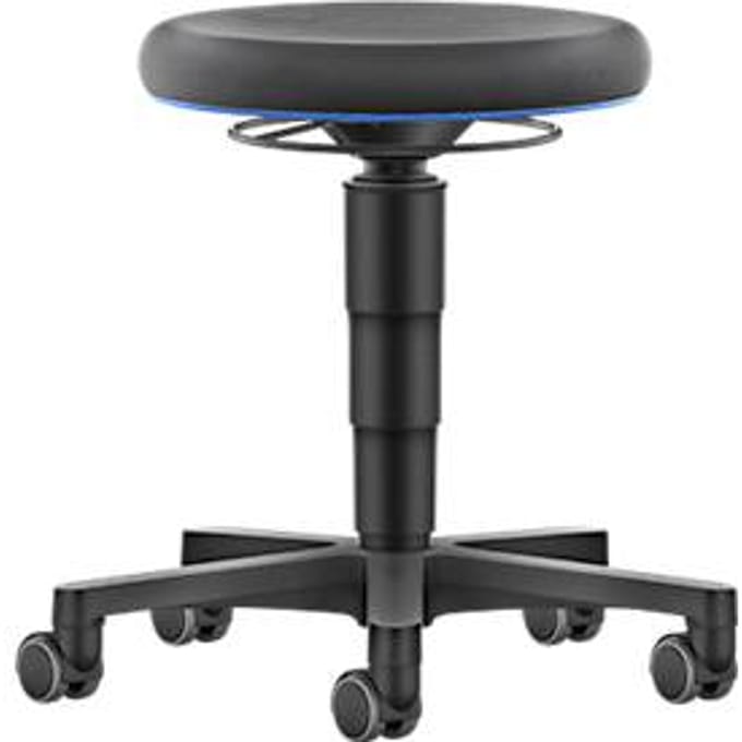 Allround kruk Bimos, in hoogte verstelbaar, dubbele wielen, Supertec, kleur ring blauw