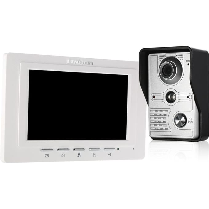 OWSOO 7 inch bedrade videodeurbel binnenmonitor met IR-CUT regendichte buitencamera visueel US Plug wit