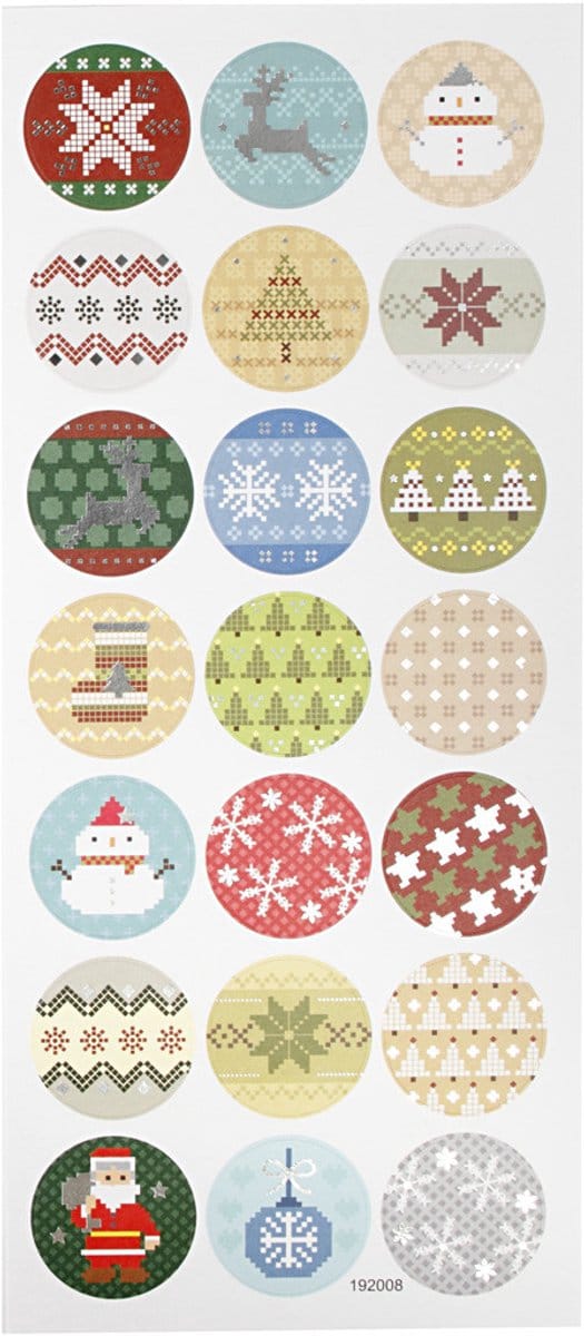 Stickers, kerstborduursels, vel 10x23 cm, ca. 21 stuk, 1 vel
