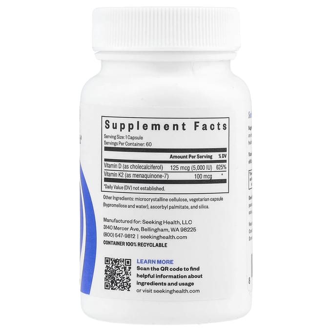 Vitamine D3 + K2, 60 capsules