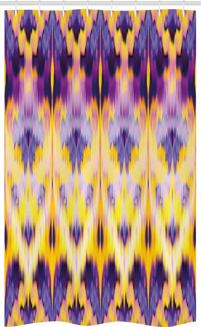 ABAKUHAUS Ikat douchegordijn – 120 x 180 cm – Polyester, lila geel