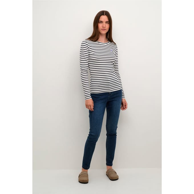 T-shirt met lange mouwen Regular fit Chalk / 52737 Midnight Marine white blue