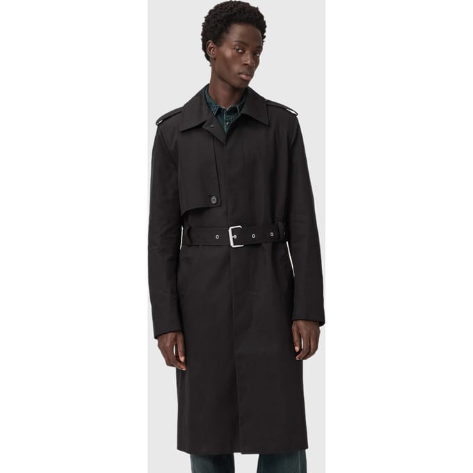 AllSaints Bastille Trench Black Größe: L | Trench Coats Outlet | Herren | Schwarz