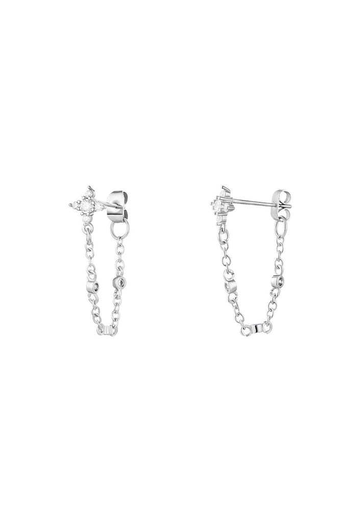 Oorbellen met kettinkje - Sparkle collectie Zilver Koper