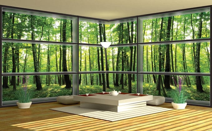 Fotobehang Vlies Bos, Natuur | Groen | GROOT 832x254cm