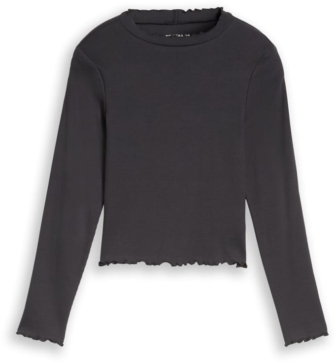 Tom Tailor - Cropped shirt met geribde structuur - Maat 128 - coal grey