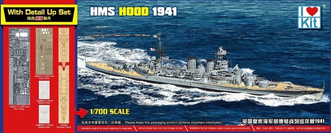 Trumpeter Modelbouwpakket Schepen - 65703 Top Grade HMS HOOD 1941 Ship Plastic - 1:700 - Modelbouw