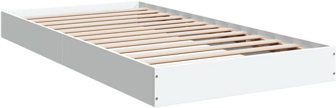 Stevig Bedframe van Bewerkt Hout Wit 100x200 cm - Modern Design