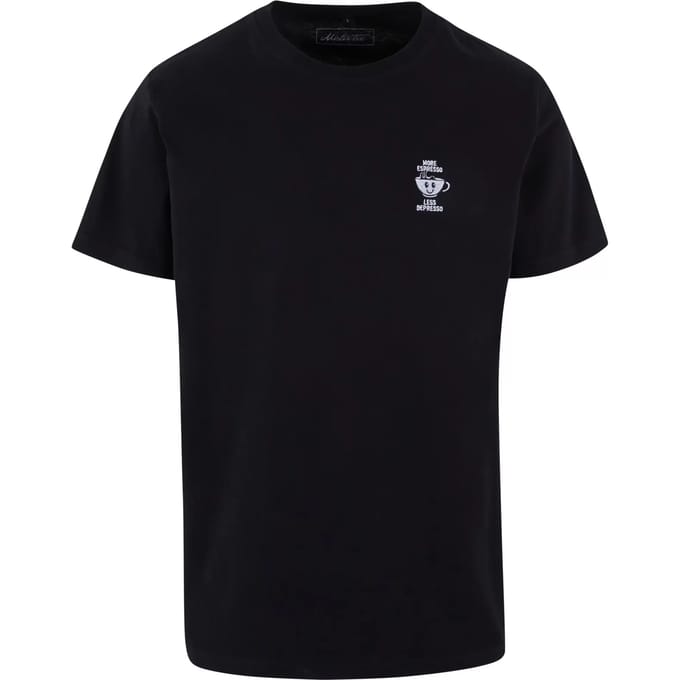 Mister Tee - More Espresso Less Depresso EMB Heren Tshirt - M - Zwart