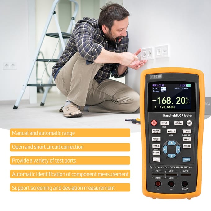 2,5-inch LCD digitale handheld 100kHz LCR-meter LCR-multimetertester voor inductiecapaciteit zwart
